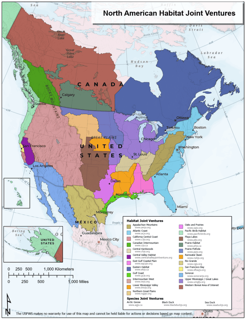 Usfws migratory bird joint ventures north american map